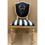 Casa Padrino Luxus Art Deco Esszimmer Stuhl mit Design und Streifen Schwarz Gold