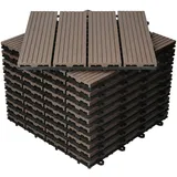 ECD Germany WPC Terrassenfliesen 30x30 cm 55er Spar Set für 5m2 Dunkelbraun in Holzoptik für Garten Balkon Bodenbelag mit Drainage, Klicksystem Terrassendielen Balkonfliesen Klickfliesen Holzfliesen