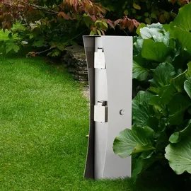 LEDINO Außen Steck Dose 2-fach Garten Strom Verteiler silber Veranda Energie Säule Ledino 11790000009015