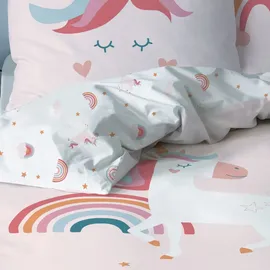 MTOnlinehandel Unicorn Regenbogen Rosa 135 x 200 cm + 80 x 80 cm