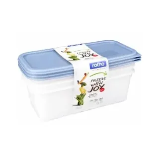 Rotho Domino 3 x 1,2 l blau Frischhaltedose Kühlschrankdose
