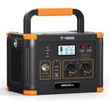 GRECELL Powerstation 1000W 999Wh Solargenerator,10-Anschlüsse Mobile Stromerzeuger Draußen,2 AC-Anschlüsse,60W USB-C PD Port,LED Licht Camping,Stromversorgung mehrerer Geräte,T-1000,Schwarz,orange