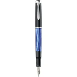 Pelikan M205, Schwarz, Blau, Marmorfarbe, Silber, Integriertes Befüllsystem, Harz, Kursiv nib, Edelstahl, Fettdruck