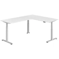 Bümö Eckschreibtisch Weiß, Silber, Nachbildung, Rechteckig, 180x74x240 cm, FSC