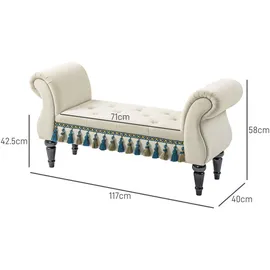 Homcom Sitzbank Polsterbank, Samtoptik, Luxus Bettbank für Schlafzimmer, Beige