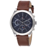 Tommy Hilfiger Multi Zifferblatt Quarz Uhr für Herren mit Braunes Lederarmband - 1791741