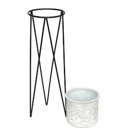 DanDiBo Ambiente Blumenhocker mit Topf 75 x 75 cm Schwarz Weiß