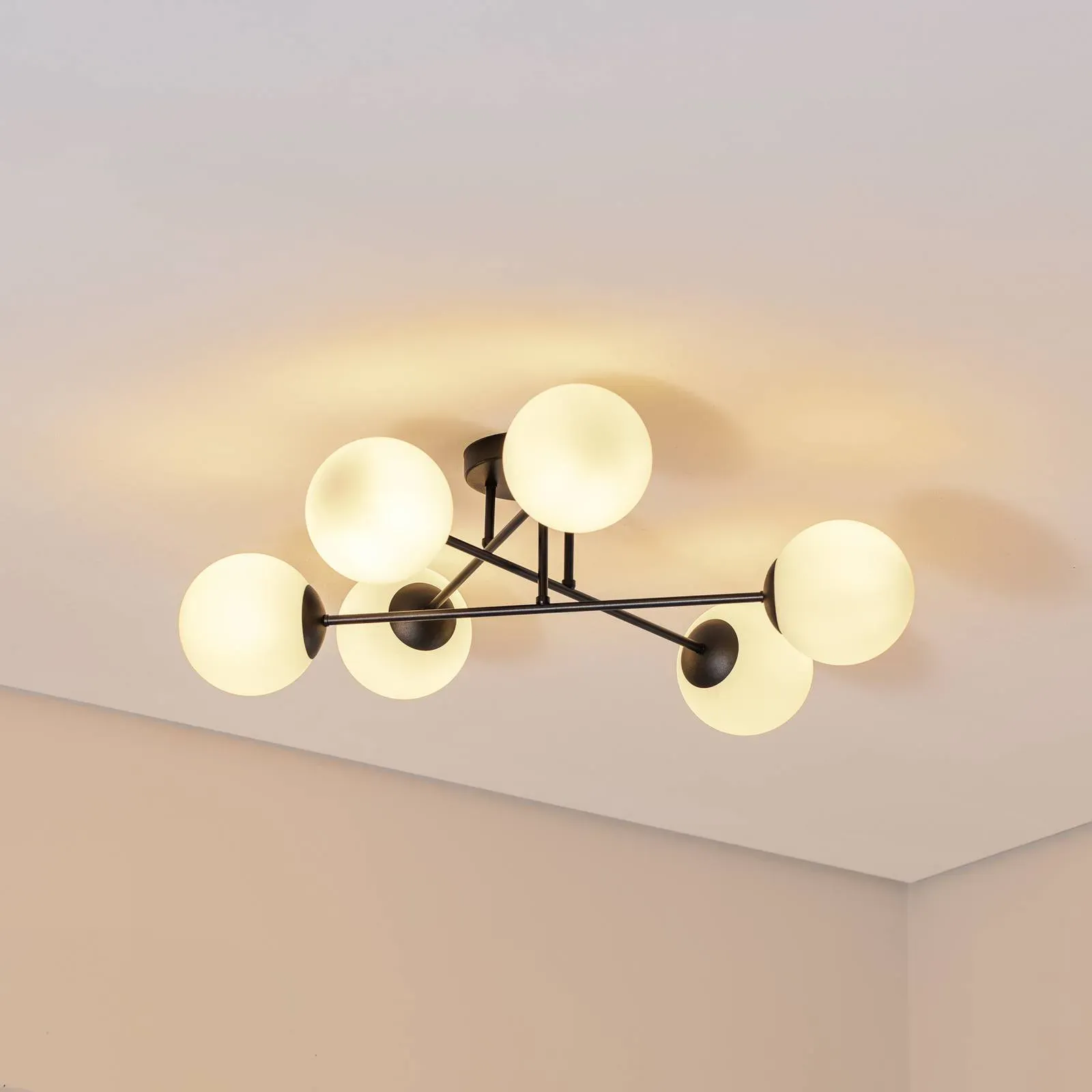 Deckenlampe Glassy Euluna, dimmbar, schwarz, für Wohn- / Esszimmer, Glas, Modern, Deckenlampe - 75 cm - 75 cm - 26 cm