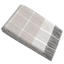 Plaid CASATEX "Harry Lontra", beige, B:130cm L:190cm, Wolle, Kaschmir, Wohndecken, elegantes Design, große Karos
