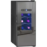 HOMCOM Weinkühlschrank Kompressor 12 Flaschen 30L Getränkekühlschrank, Flaschenkühlschrank 8-18°C mit Verstellbar Regal, Touchscreen, Glastür, LED-Beleuchtung, Schwarz