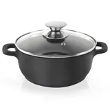 Orion Aluguss Kochtopf Topf mit Glasdeckel GRANIT 24 cm | 4 l Gas Induktion