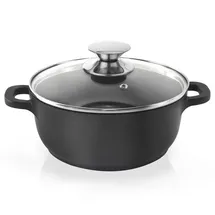 Orion Aluguss Kochtopf Topf mit Glasdeckel GRANIT 24 cm | 4 l Gas Induktion