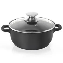 Orion Aluguss Kochtopf Topf mit Glasdeckel GRANIT 24 cm | 4 l Gas Induktion