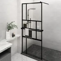 VidaXL Duschwand mit Ablage für Walk-In-Dusche Schwarz 100x195 cm