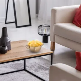 Relaxdays Servierschüssel, Edelstahl, Ø 15 cm, runde Metallschüssel zum Backen & Servieren, Küchenschüssel, gold/ rot