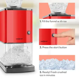 oneConcept Icebreaker Ice Crusher 15kg/h 3,5Liter Eisbehälter Rot
