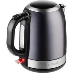 Concept RK3252 Wasserkocher 1 2 l 2200 W Grau  Edelstahl, Wasserkocher, Schwarz