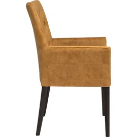 Home Affaire Armlehnstuhl HOME AFFAIRE "Colorado", gelb (gelbgold, wenge), B:60cm H:94,5cm T:60cm, Polyester, Stühle, Beine aus massiver Buche, wengefarben lackiert