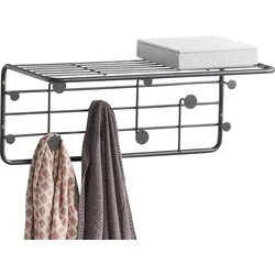 Garderobenleiste ZELLER PRESENT, schwarz, B:51,4cm H:21cm T:24cm, Pulverlack, Metall, Garderobenhalter, moderne in Industrial-Design