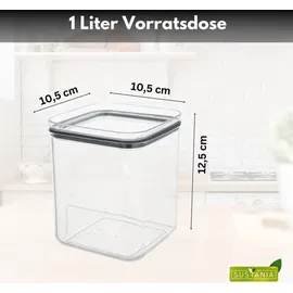 Centi 4er Set Vorratsdosen mit Deckel Aufbewahrungsbox 1L transparent eckig