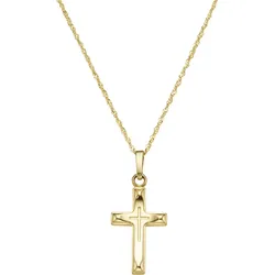 Goldkette LUIGI MERANO "mit Kreuz-Anhänger, Gelbgold 585", gold, Halsketten, Damen, 45cm, Gelbgold 585