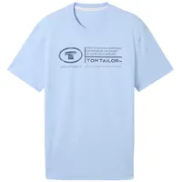 TOM TAILOR T-Shirt mit Label-Print, Hellblau, XXL