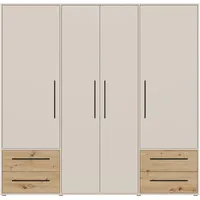 Forte Drehtürenschrank Mokkaris 205,9 x 200,1 x 58,8 cm Beige/Khaki
