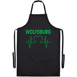 multifanshop Grillschürze - Wolfsburg - Herzschlag - Druck grün - Schürze