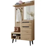 furn.design Garderobe in Artisan Eiche und schwarz Kompaktgarderobe skandinavisch 110 x 200 cm