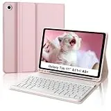 Tiiomioon Tastatur Hülle für Samsung Galaxy Tab A11 Plus 11 Zoll, Abnehmbare Hülle mit Tastatur für Galaxy Tab A11+ 2025/ A9+ 2023 Schlitzhülle mit Stifthalter, Rosa