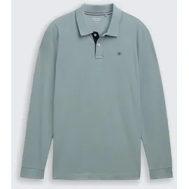 Tom Tailor Basic Contrast Langarm-polo Grey Mint 3XL
