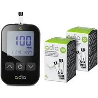 diabetikerbedarf db GmbH adia Diabetes-Set: Blutzuckermessgerät (mg/dl) mit 110 Blutzuckerteststreifen