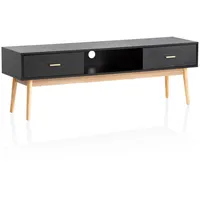 KADIMA DESIGN Lowboard Schwarz mit Eiche-Dekor 150x50x40 cm TV-Kommode