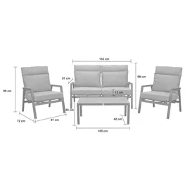 LC Garden »Sondrino« Living Lounge Set 4tlg. XL Sitzgruppe Loungemöbel Gartenset Textilen anthrazit