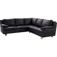 Ecksofa PLACES OF STYLE "Drover L-Form" Sofas Gr. B/H/T: 247cm x 91cm x 247cm, NaturLEDER LongLife300, schwarz gleichschenklig, in Echtleder