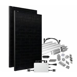 Offgridtec® Solar-Direct 860W HMS-800W-2T Balkonkraftwerk Bifazial Full Black Schukosteckdose - 10m - Montageset Stockschrauben