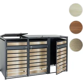 MCW XL 3er/6er-Mülltonnenverkleidung MCW-J81, Mülltonnenbox, Metall 95kg anthrazit ~ gold