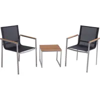 Balkonset GARDEN PLEASURE "»DENVER Set 02«", grau (dunkelgrau, blank,), Edelstahl, FSC-zertifizierter Holzwerkstoff, Kunststoff, Sitzmöbel-Sets, Balkonset, 2 Stühle (stapelbar), Tisch LxB: 45x45 cm