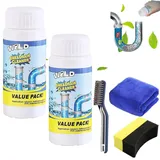 Wild Sink Drain Cleaner, Vollstern Abflussreiniger, Unclogging Cleaner, World Abfluss Cleaner, Vollstern Rohrreiniger, Wild Sink Und Drain Cleaner für Küche, Bad, Toilette & Balkon (2 Stück(220g))