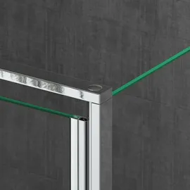 SoGood doporro Eck-Duschkabine 80x90x195cm Eckdusche ESG-Sicherheitsglas Milchglas Streifen inkl. beidseitiger Easy-Clean-Beschichtung Ravenna36MS-Plus - Transparent