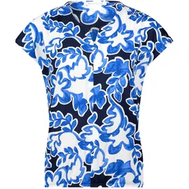 Betty & Co Blusenshirt mit Gummizug in Weiß/Dunkelblau | Gr.: L