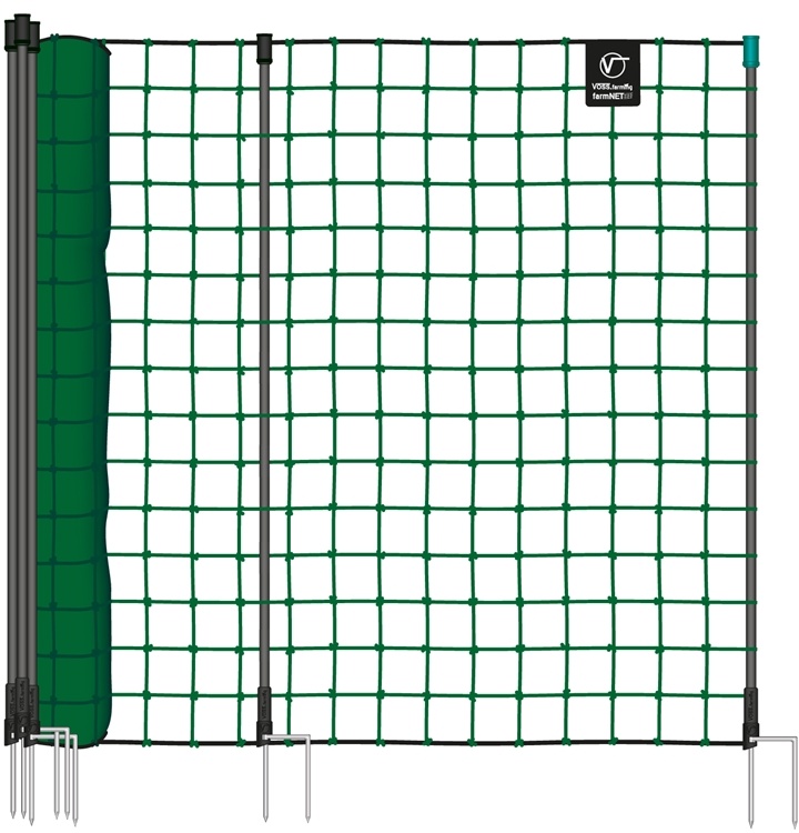 VOSS.farming farmNET 25m Hütenetz, 135cm, 9 Pfähle, 2 Spitzen, grün, ohne Strom