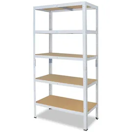 shelfplaza HOME 180x80x40 cm Schwerlastregal in weiß mit 5 Böden und 175 kg Traglast pro Boden