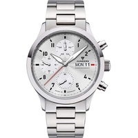 Junkers Cockpit Analog Quarz Flieger Uhr Chronograph Edelstahlarmband Saphirglas Silber 9.14.01.03.M