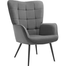 Tectake Ohrensessel Hygge Feincord 76 x 72 x 100,5 cm Anthrazit/Schwarz