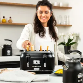 Westinghouse Retro Frühstücks-Set schwarz 2-tlg. mit 4-Schlitz Toaster