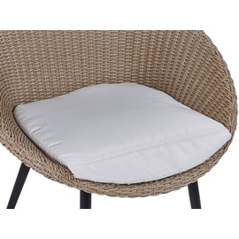 Beliani Gartenmöbel Set Natürlich 2-Sitzer Rattan Stahlgestell Runder Tisch Sicherheitsglas Inkl. Auflagen in Hellbeige Terrasse Outdoor Modern - Gr.: onesize