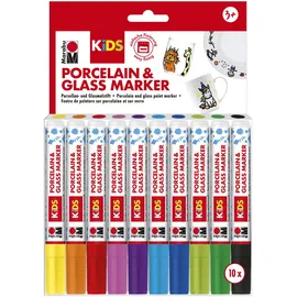 Marabu Porzellan- und Glasmalstift Kids 10 St. Schwarz/Rot/Orange/Türkis/Grün/Gelb/Blau/Violett
