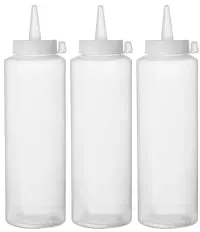 HENDI Quetschflasche, 700 ml, ∅ 70 mm, 3-teiliges Set 557952 , Farbe: transparent