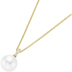 Kette mit Anhänger "mit Anhänger, Zirkonia, Muschelkern Perle, vergoldet Silber 925", gold (vergoldet), GIORGIO MARTELLO MILANO, Halsketten, Damen, 45cm, Silber 925 (Sterlingsilber)